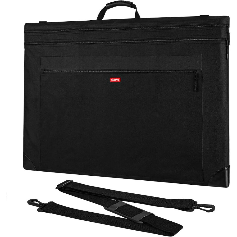 Light Weight Art Portfolio Bag, 24x36 Black Art Canvas Portfolio Case with Detac